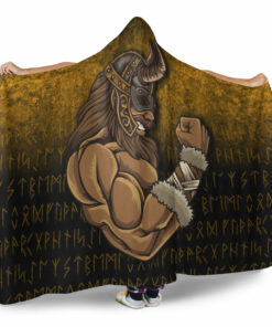 Viking Hooded Blanket, Viking Warrior Muscles Power Hooded Blanket