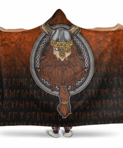 Viking Hooded Blanket, Viking Warrior Odin Valhalla Hooded Blanket