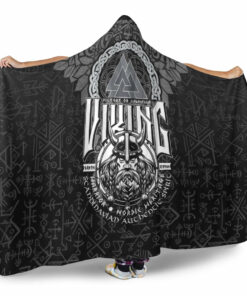 Viking Hooded Blanket, Viking Warrior Valknut Hooded Blanket