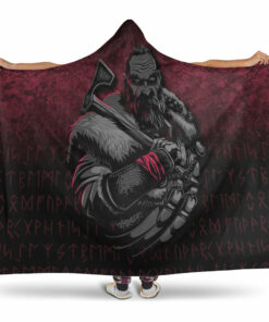 Viking Hooded Blanket, Viking Warrior With Axe Hooded Blanket
