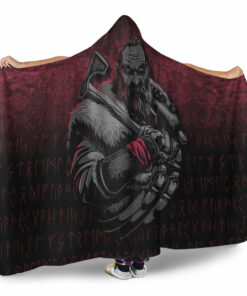Viking Hooded Blanket, Viking Warrior With Axe Hooded Blanket