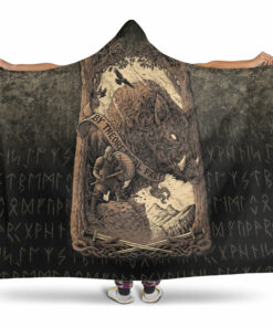 Viking Hooded Blanket, Viking Wild Boar Hooded Blanket