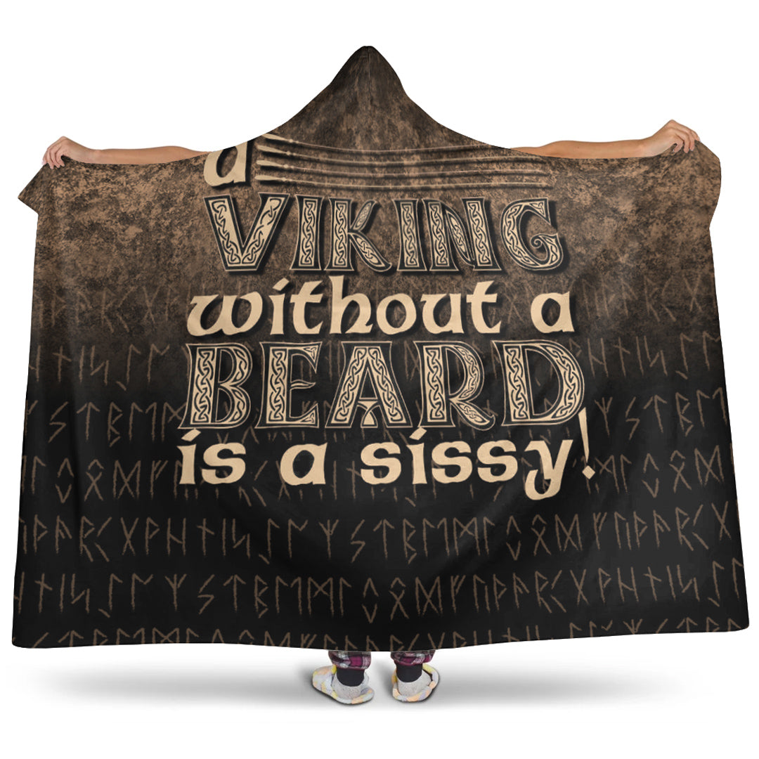 Viking Hooded Blanket, Viking Without a Beard Is Sissy! Hooded Blanket