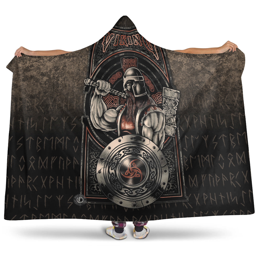 Viking Hooded Blanket, Vikings Warriror Valhalla Hooded Blanket