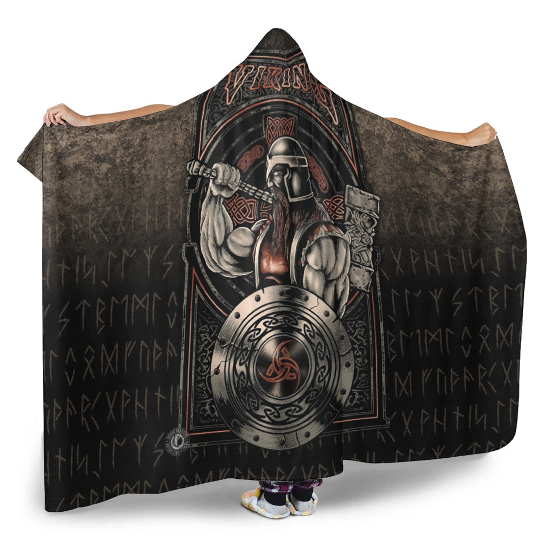 Viking Hooded Blanket, Vikings Warriror Valhalla Hooded Blanket