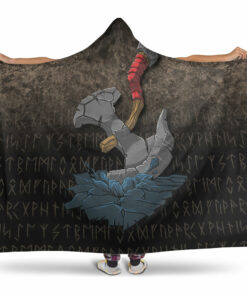 Viking Hooded Blanket, Vikingxe Norse Mythology Hooded Blanket