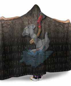 Viking Hooded Blanket, Vikingxe Norse Mythology Hooded Blanket