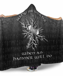 Viking Hooded Blanket, Why Use Words When An Hammer Will Do Hooded Blanket