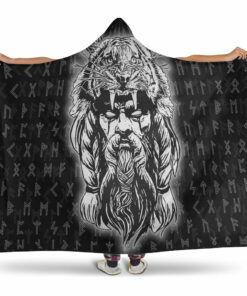 Viking Hooded Blanket, Wolf Odin Viking Set Hooded Blanket