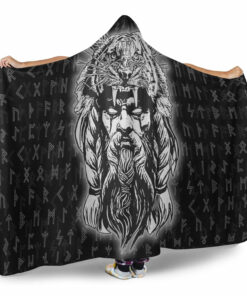 Viking Hooded Blanket, Wolf Odin Viking Set Hooded Blanket