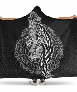 Viking Hooded Blanket, Wolf Viking Hooded Blanket