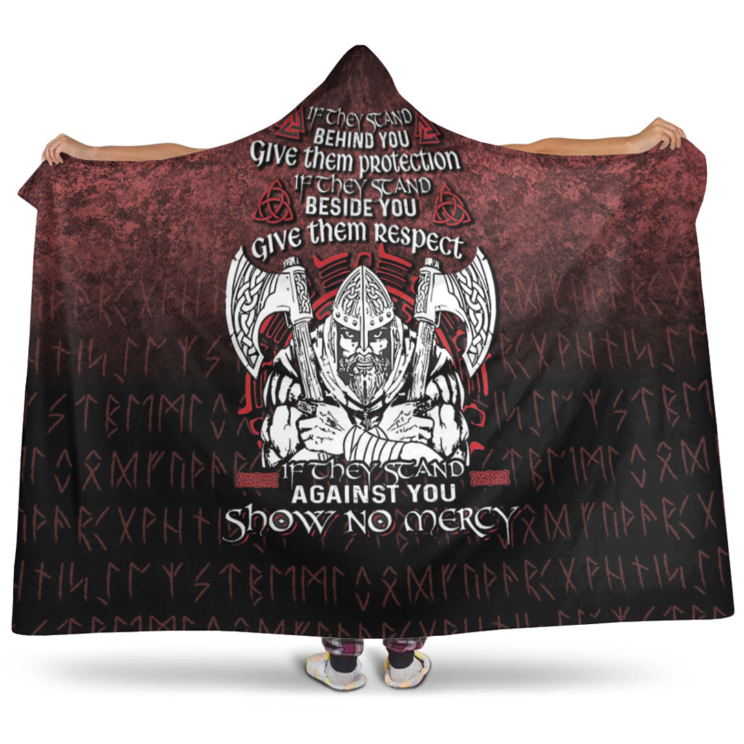 Viking Hooded Blanket, gainst You Show No Mercy Hooded Blanket