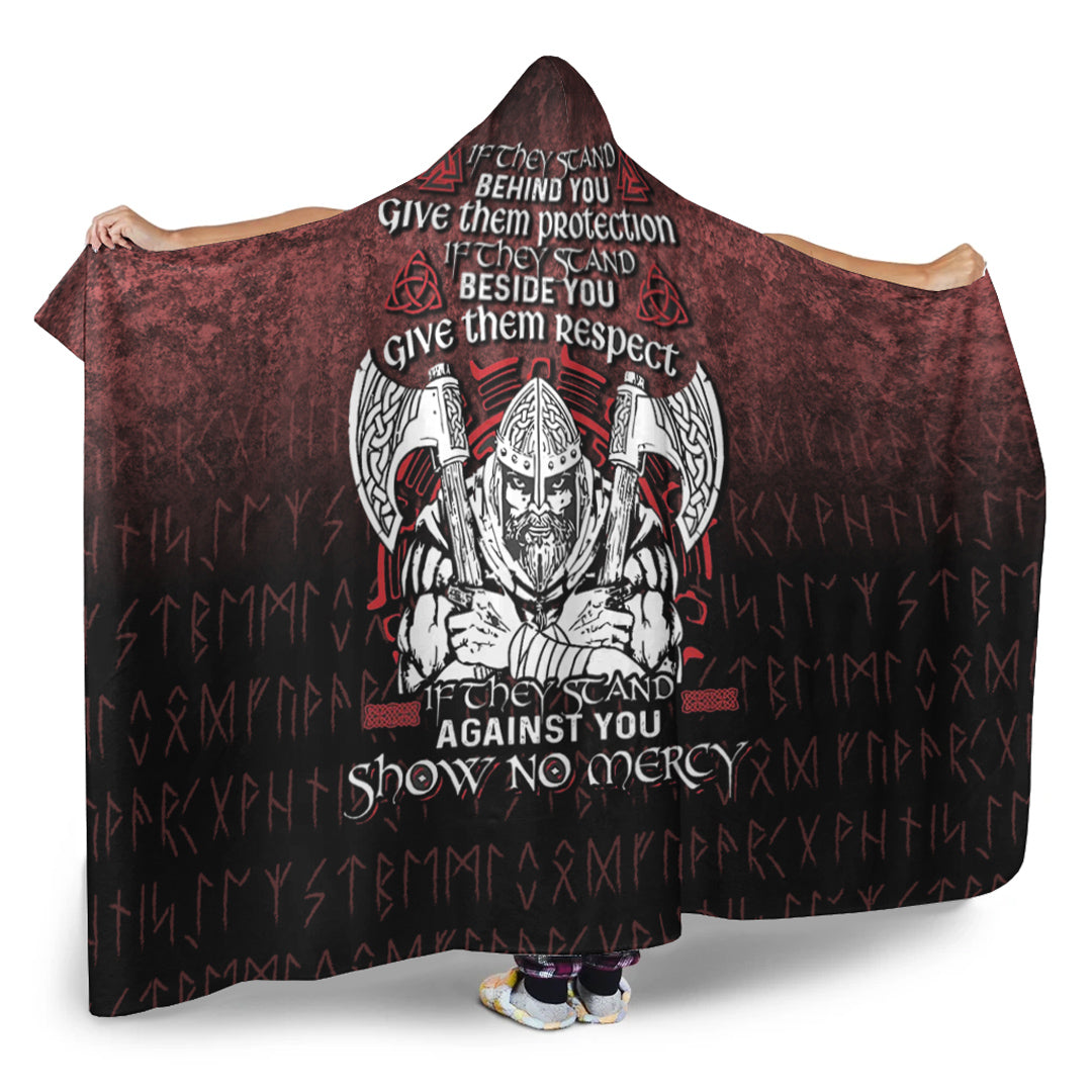 Viking Hooded Blanket, gainst You Show No Mercy Hooded Blanket