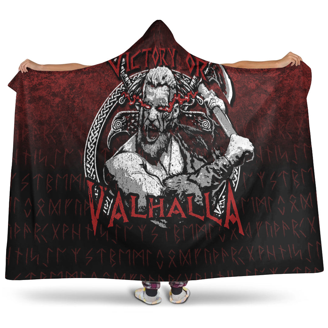 Viking Hooded Blanket, xe Warrior Raven Odin Thor Victory Or Valhalla Hooded Blanket