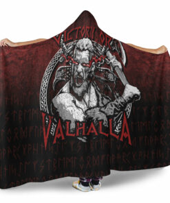 Viking Hooded Blanket, xe Warrior Raven Odin Thor Victory Or Valhalla Hooded Blanket