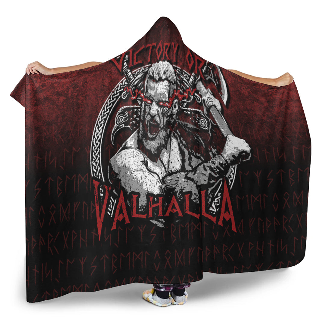 Viking Hooded Blanket, xe Warrior Raven Odin Thor Victory Or Valhalla Hooded Blanket