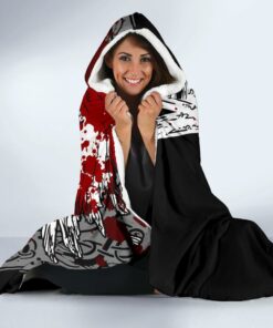 Viking Mystical Raven Tattoo Blood Hooded Blanket