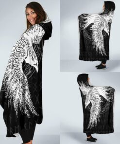 Viking Mystical Raven Tattoo Hooded Blanket