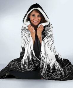 Viking Mystical Raven Tattoo Hooded Blanket
