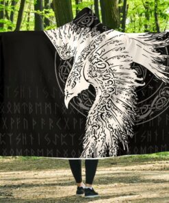 Viking Mystical Raven Tattoo Special Hooded Blanket