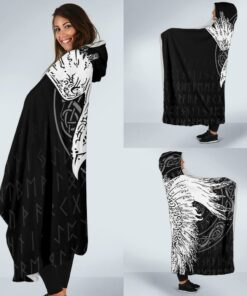 Viking Mystical Raven Tattoo Special Hooded Blanket