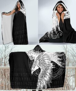 Viking Mystical Raven Tattoo Special Hooded Blanket