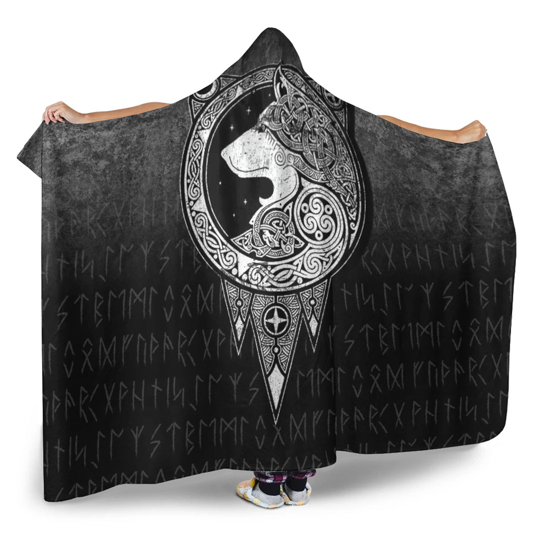 Viking Norse Wolf Hooded Blanket
