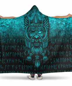 Viking Odinllfather Insgard Cyan Version Hooded Blanket
