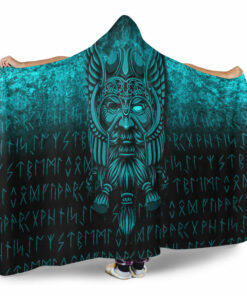 Viking Odinllfather Insgard Cyan Version Hooded Blanket