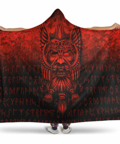 Viking Odinllfather Insgard Red Version Hooded Blanket
