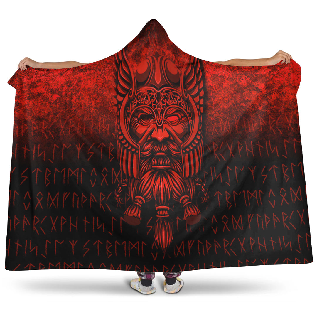 Viking Odinllfather Insgard Red Version Hooded Blanket