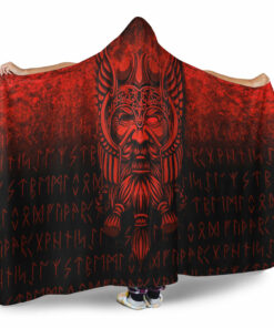Viking Odinllfather Insgard Red Version Hooded Blanket