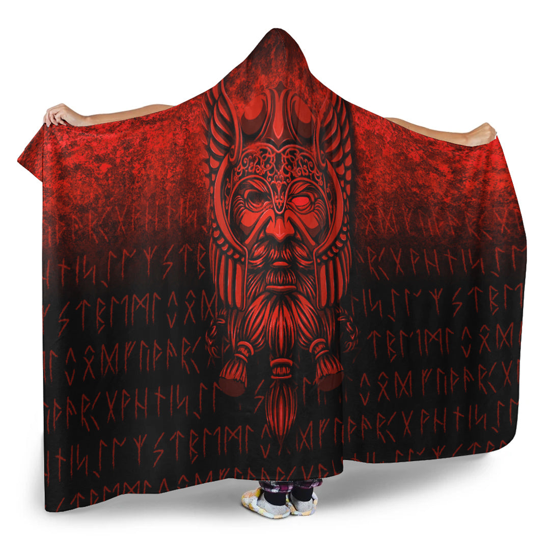 Viking Odinllfather Insgard Red Version Hooded Blanket