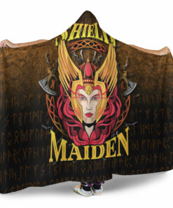 Viking Shield Maiden Hooded Blanket Gifts Fleece Sherpa Blanket