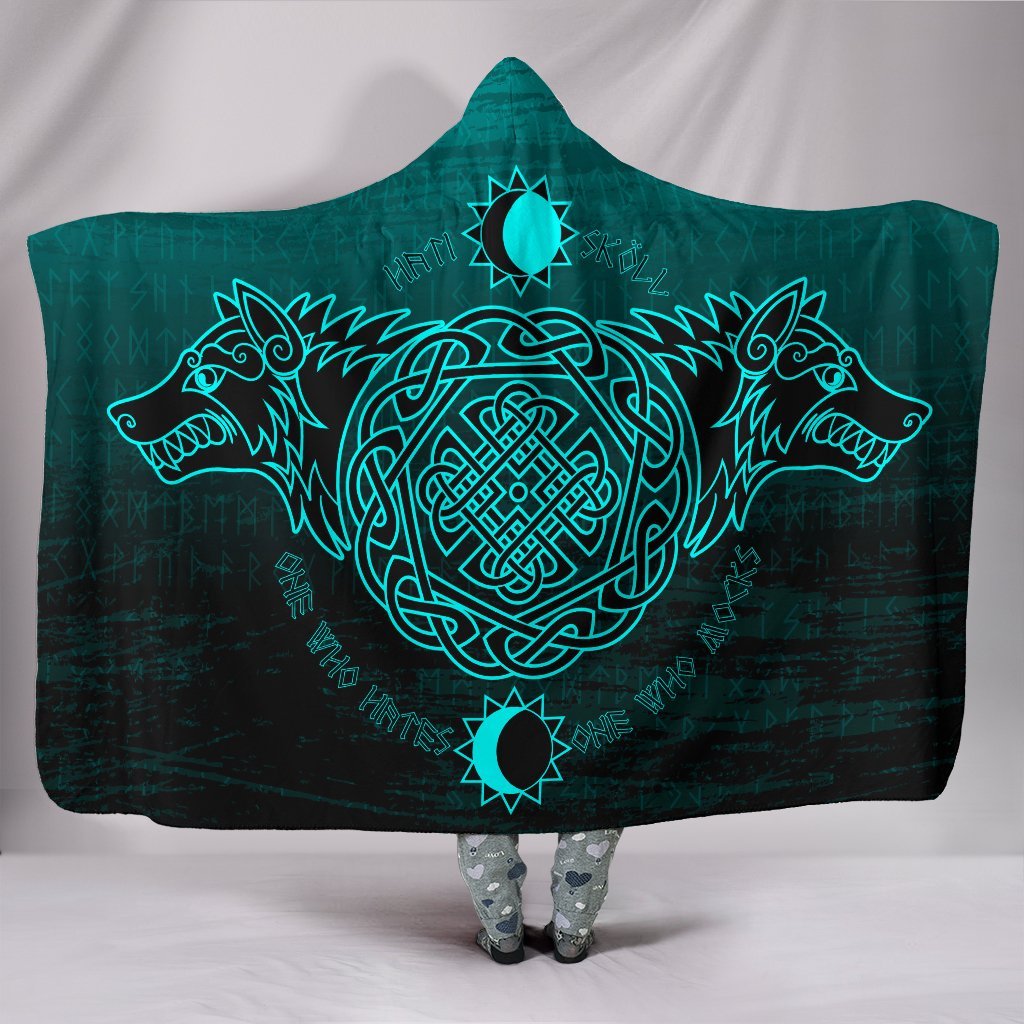 Viking Skoll and Hati Hooded Blanket