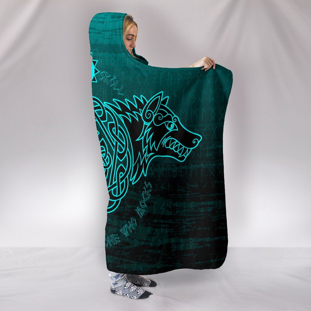 Viking Skoll and Hati Hooded Blanket
