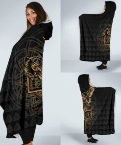 Viking Style Economy Hooded Blanket, Odin's Celtic Raven Tattoo