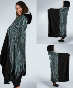 Viking Style Economy Hooded Blanket , Spiral Wolf Spirit
