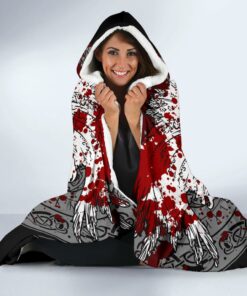 Viking Style Economy Mystical Raven Tattoo Blood Hooded Blanket