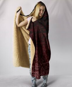 Viking Style Hooded Blanket, Fenrir On The Blood Moon Background