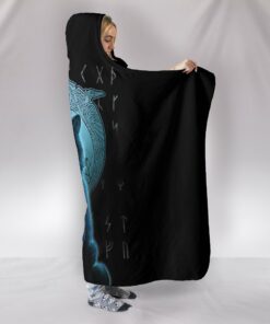 Viking Style Hooded Blanket, Fenrir Viking Wolfnd Moon