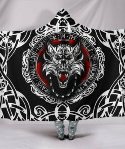 Viking Style Hooded Blanket , Fenrir Wolf