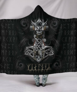 Viking Style Hooded Blanket Mjolnir