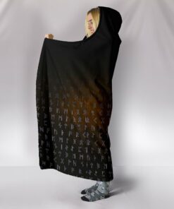 Viking Style Hooded Blanket, Odin Raven Viking Gold