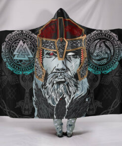 Viking Style Hooded Blanket Odin, Valknut and Triple Horn