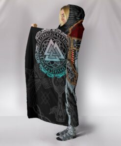 Viking Style Hooded Blanket Odin, Valknut and Triple Horn