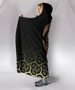 Viking Style, Hooded Blanket Owl Celtic On Triskels Background