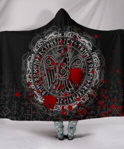 Viking Style Hooded Blanket, Raven Celtic Tattoo Blood
