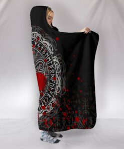 Viking Style Hooded Blanket, Raven Celtic Tattoo Blood