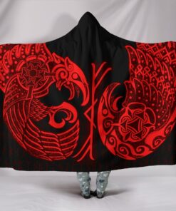 Viking Style Hooded Blanket Raven Tattoo